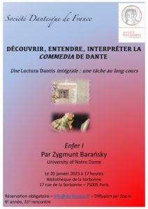 Lectura Dantis 20 janvier avec Zygmunt Baranski
